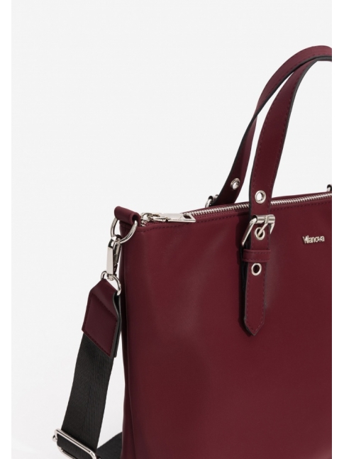 Bolso asa nylon tachas granate