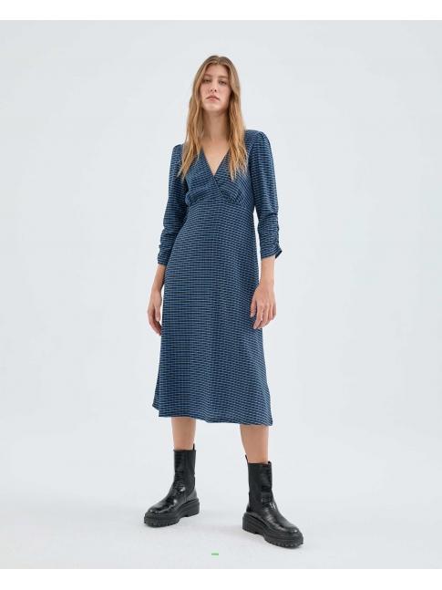 Vestido midi cuadros azul