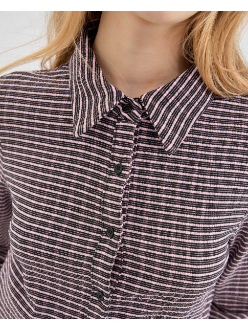 Camisa ajustada cuadros rosa