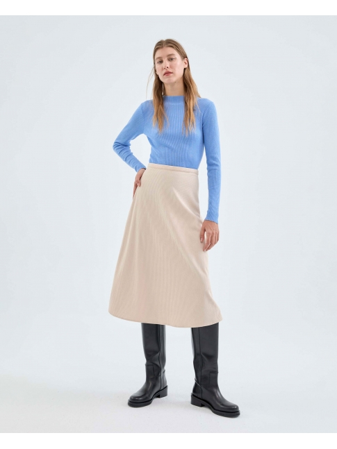 Falda midi pana beige