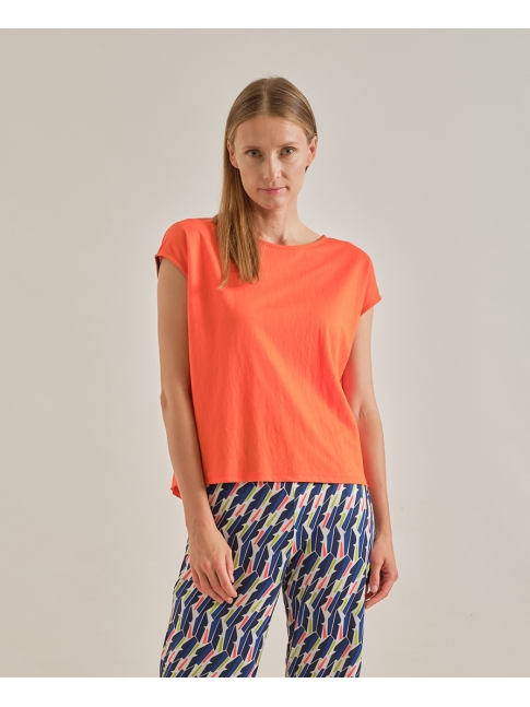 Camiseta frunce canesú naranja