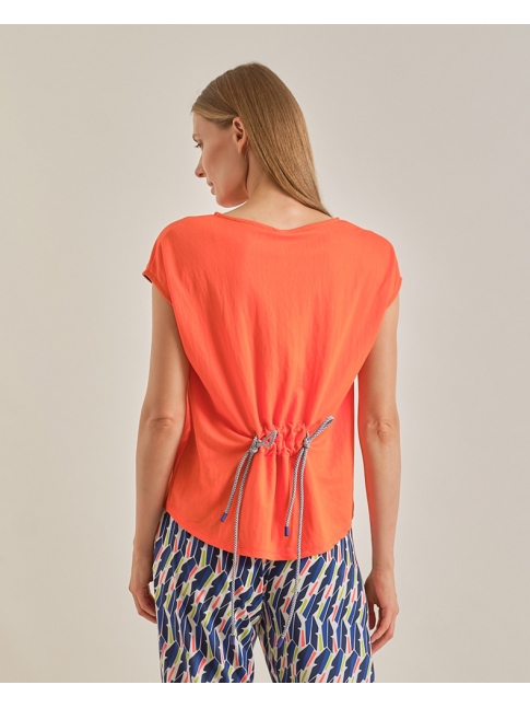 Camiseta frunce canesú naranja