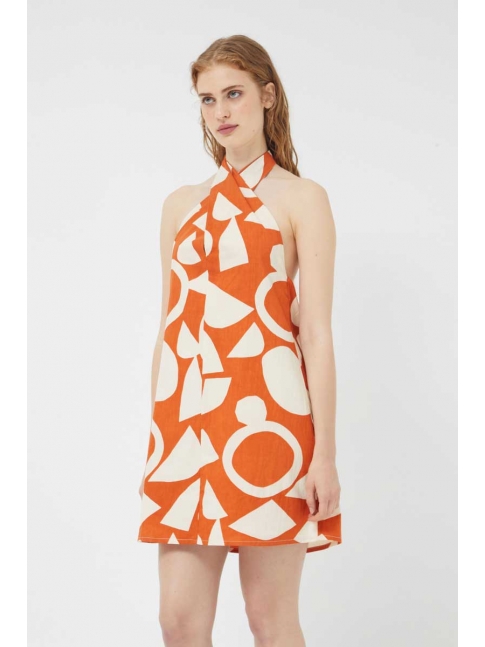 Vestido corto cuello halter geom Afrik
