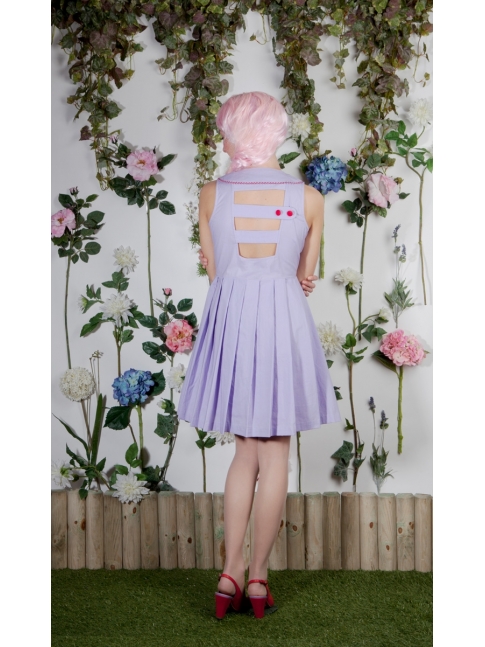 Vestido cuello bebé con escote espalda
