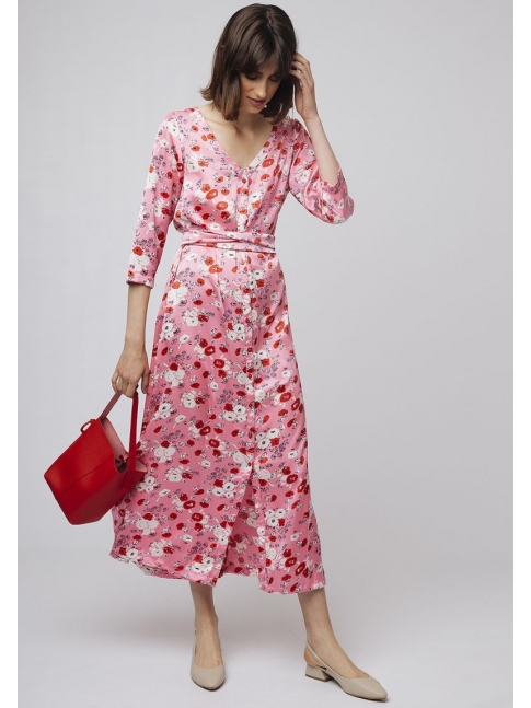 Vestido largo flores japonesas