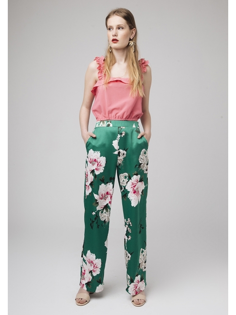 Pantalón verde flores