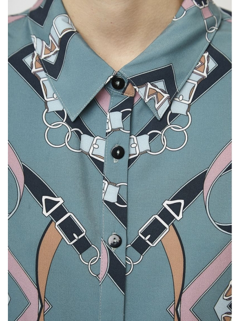 Vestido camisero azul cadenas