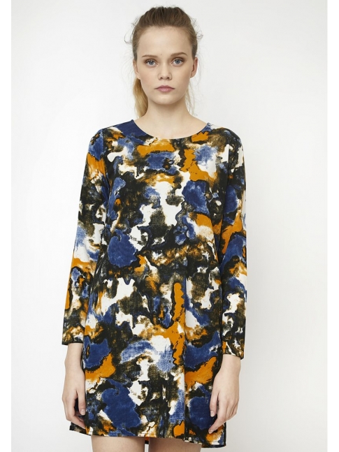 Vestido recto abstracto multicolor