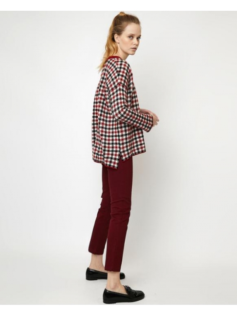 Jersey jacquard cuadros rojos 