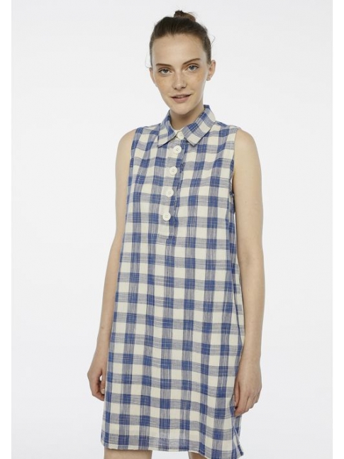 Vestido camisero cuadros azules
