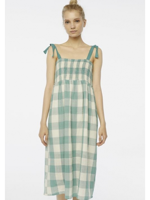 Vestido midi cuadros verdes