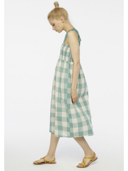 Vestido midi cuadros verdes