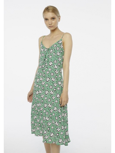 Vestido midi verde flores