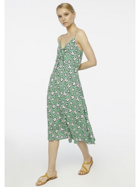 Vestido midi verde flores