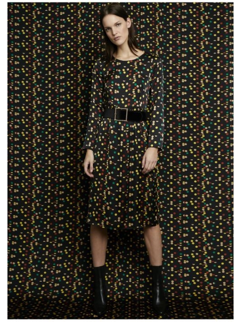 Vestido midi satinado lunares colores