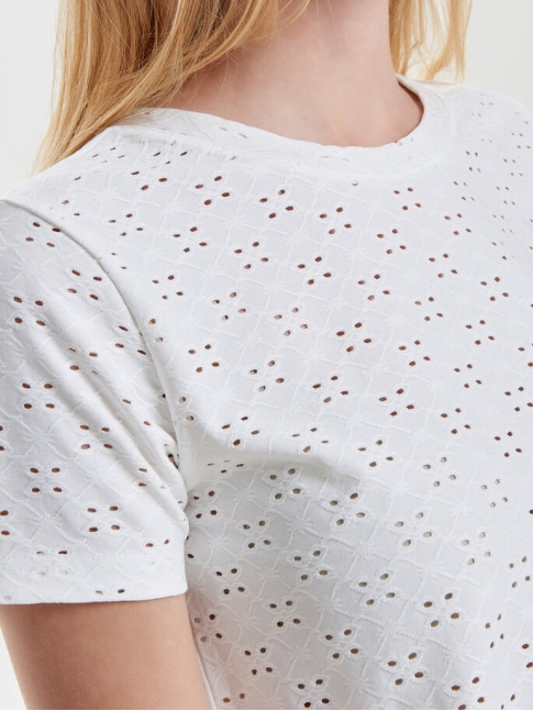 Camiseta calada Cathinka, blanca