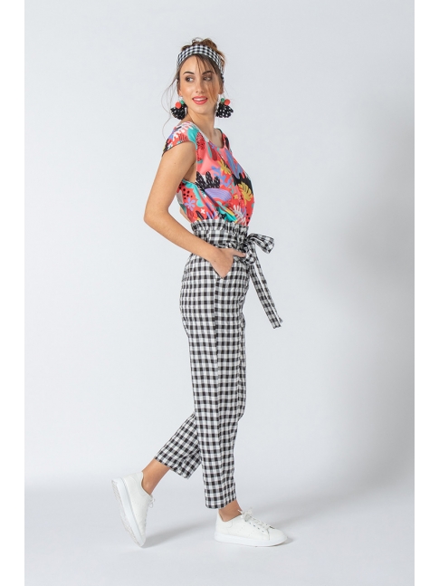 Pantalón alto lazada vichy