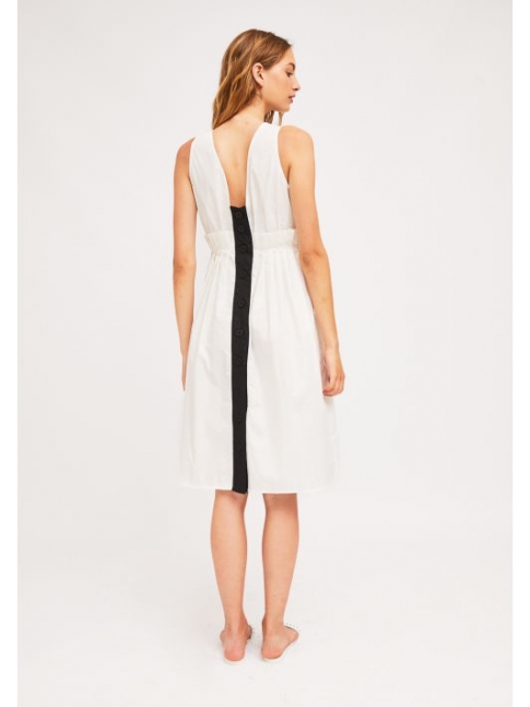 Vestido tirante midi popelin blanco
