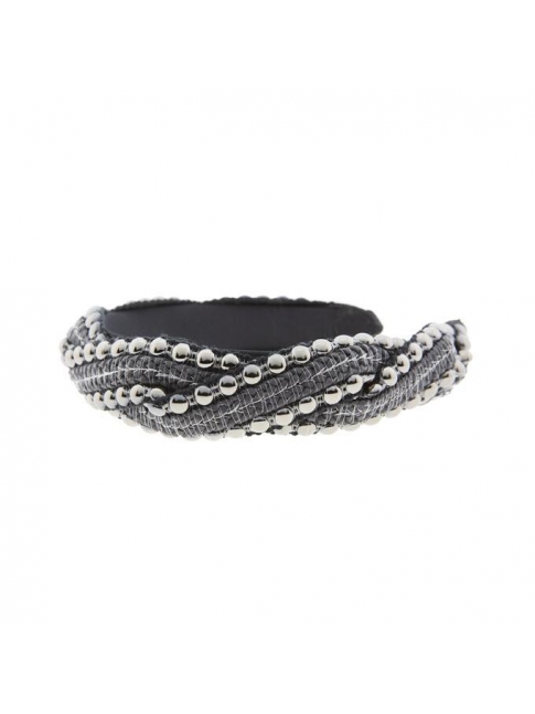Diadema tejido zigzag tachas