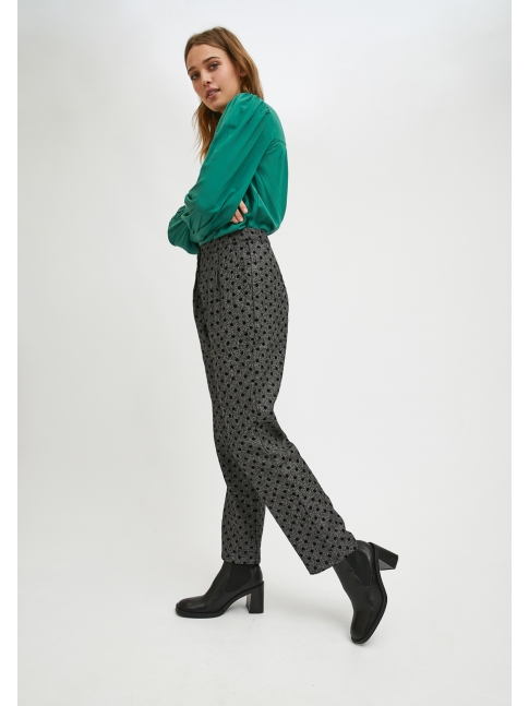 Pantalón recto estampado lunares