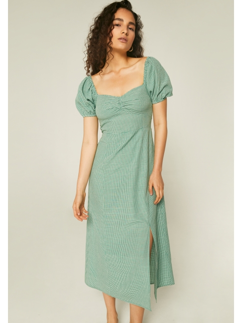 Vestido midi vichy verde