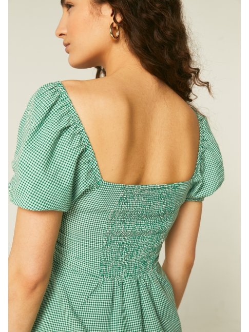 Vestido midi vichy verde