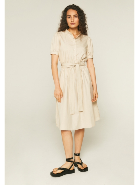Vestido camisero popelín beige