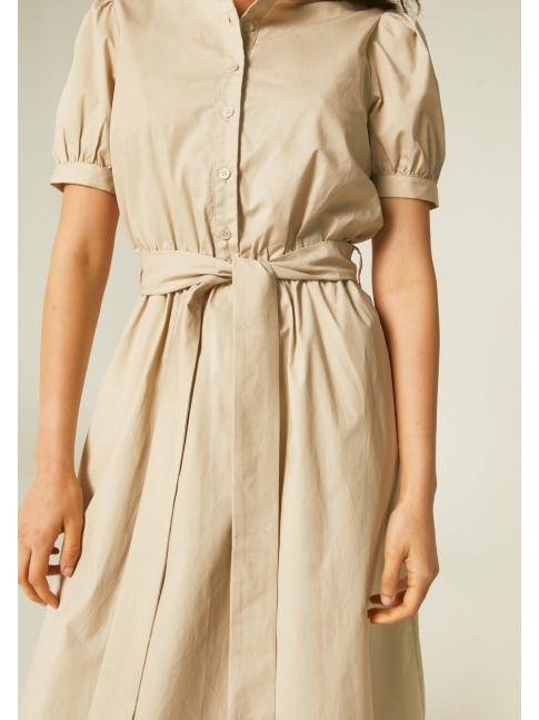 Vestido camisero popelín beige