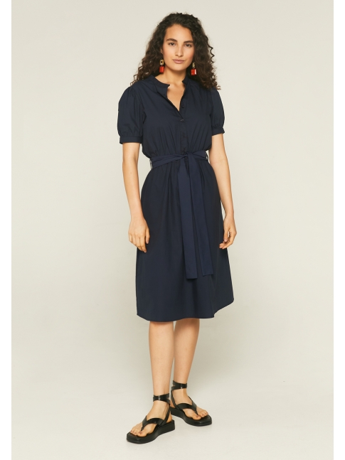 Vestido camisero popelín azul marino