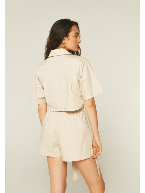 Mono corto popelin abertura beige