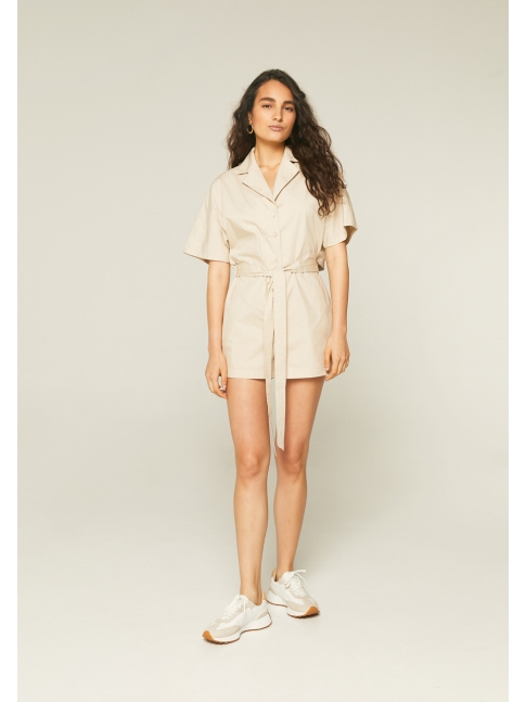 Mono corto popelin abertura beige