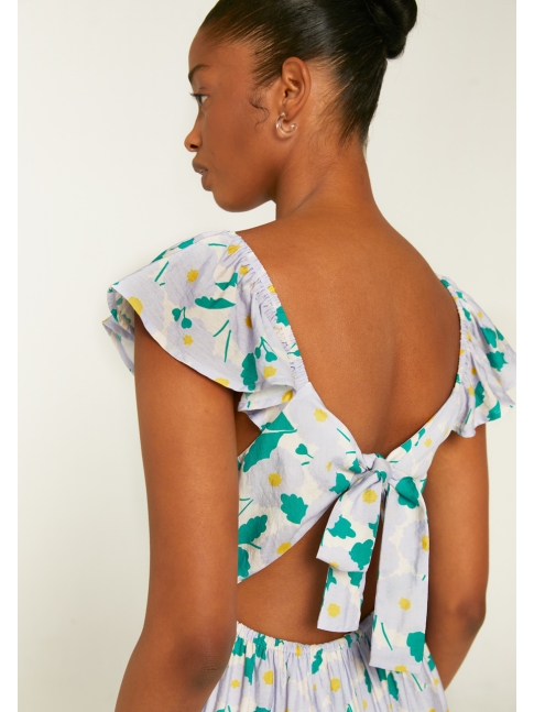 Vestido midi flor lila