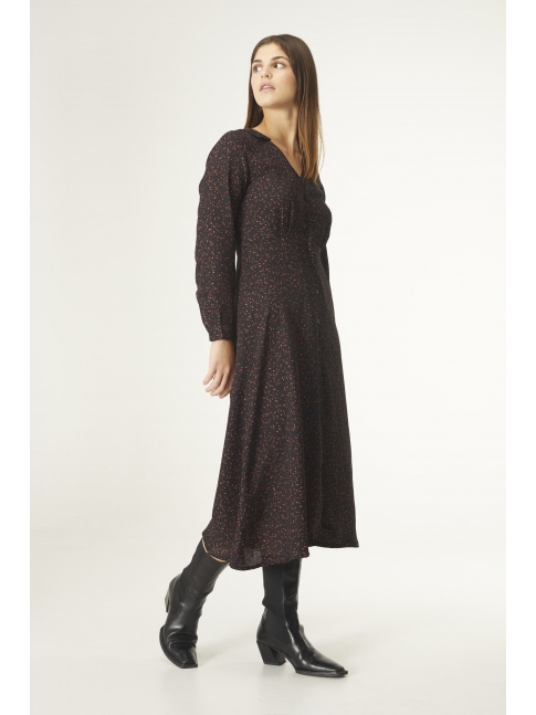 Vestido midi microestampado lunares